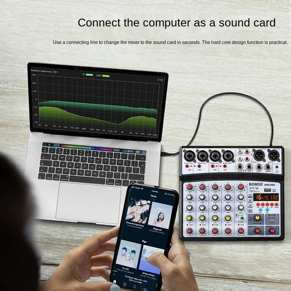 Четырехканальный миксер в реальном времени мобильный телефон Bluetooth звуковая