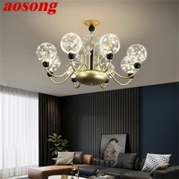 aosong chandeliers light modern led branch pendant lamp flower home fixture for living room decoration