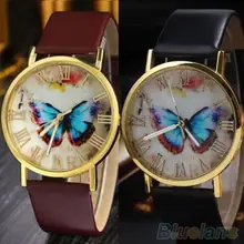 Luxury Ladies Watch Women Clock Butterfly Dial Faux Leather Roman Numerals Quartz Analog Dress Wrist