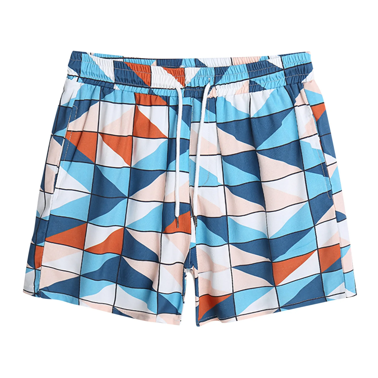

2021 Summer Men Beach Shorts Geometric Print Board Shorts Surfing Quick Dry Sports Running Short Pants