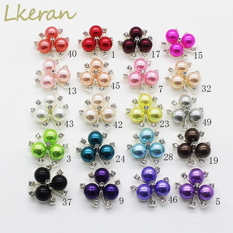 LKERAN 20 мм Три жемчужные стразы серебряное покрытие сплав свадебный цветок