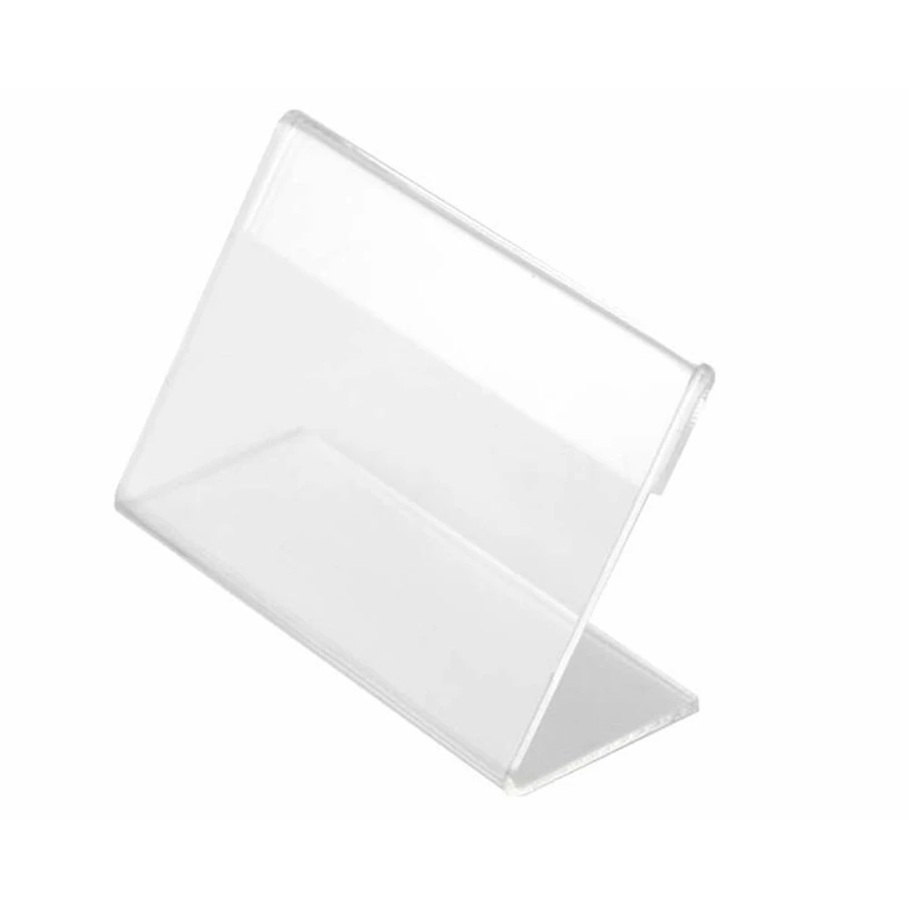 90x60mm 50pcs T 2mm Price Tag Name Card Display Stand L Acrylic Frame Desk Sign Paper Plate Label Holder | Дом и сад