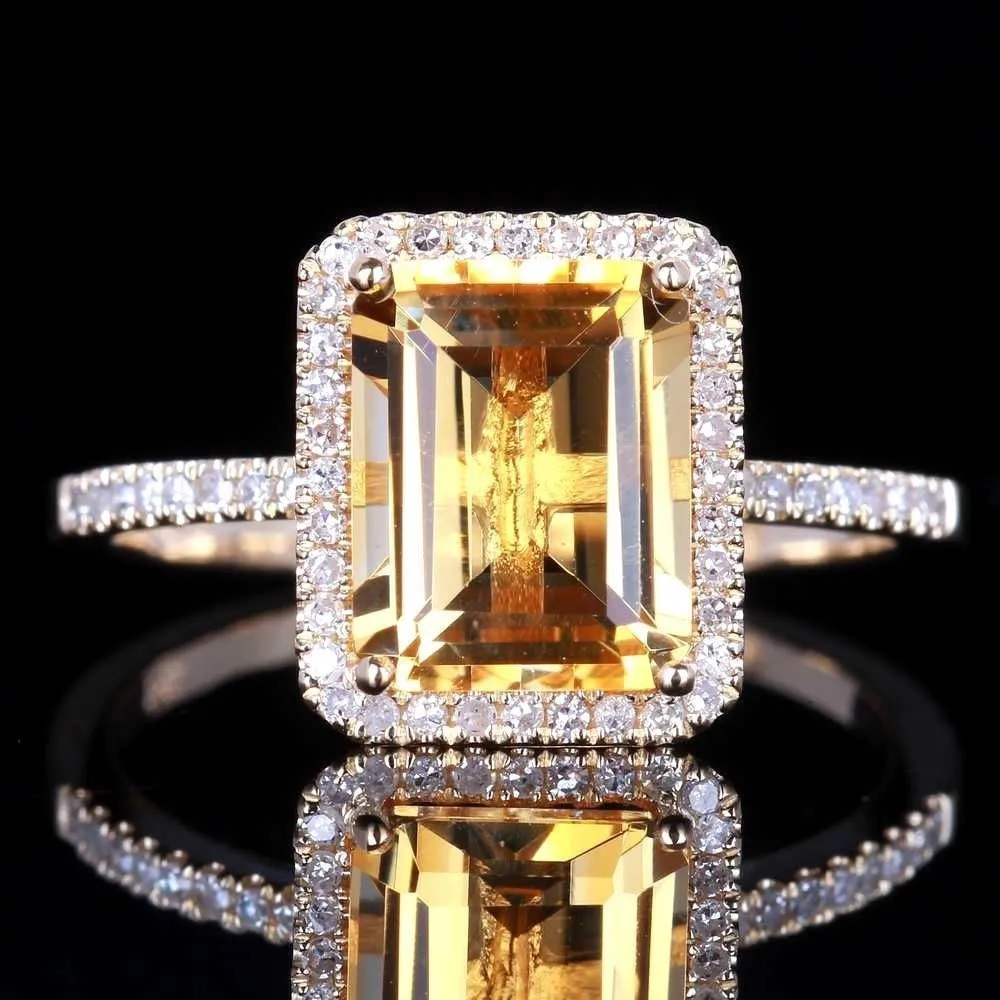 

Fashion yellow crystal citrine gemstones diamonds rings for women white gold silver color wedding jewelry bague bijoux gifts