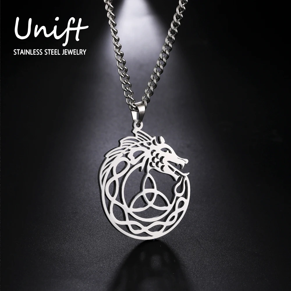 Unift Ожерелье с драконом для мужчин Винтажное колье из нержавеющей стали в стиле