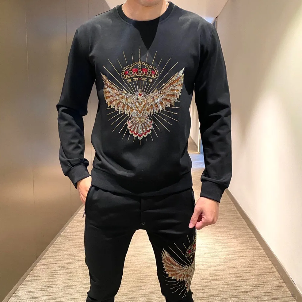 Осень зима класса люкс для мужчин тренировочный костюм в рождественской