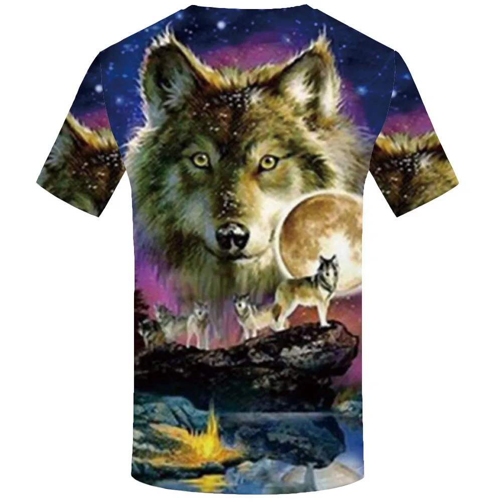 KYKU Wolf Футболка мужская футболка с принтом галактика 3d животное аниме одежда