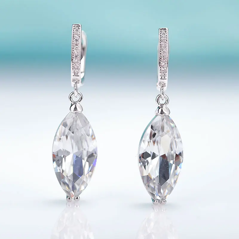 silver white MAIKALE, новинка, модные серьги в форме глаз, простые циркониевые Висячие серьги для женщин, розовое золото, хорошее ювелирное изделие, черные Серебряные Висячие серьги, подарок - Окраска металла: silver white