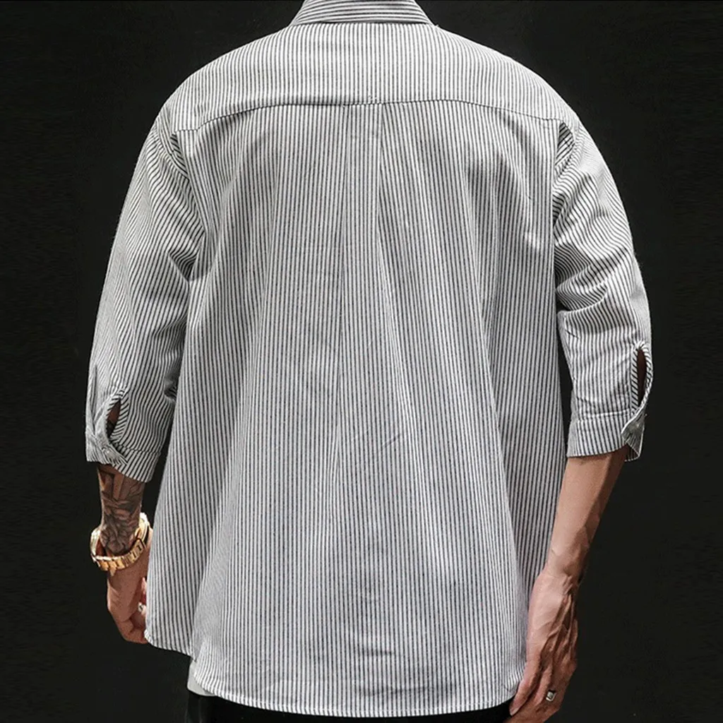 

Men's Retro Striped Short Sleeve Shirt Men's New Style Fashion Retro Short Sleeve Shirt Comfortable Stripe Shirt