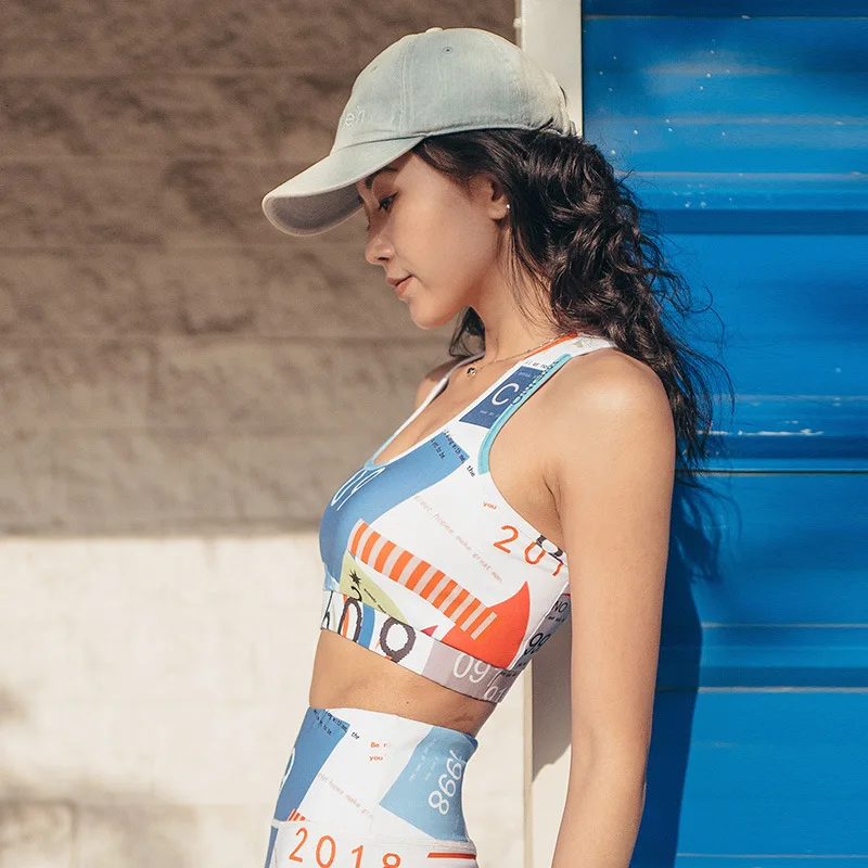 

Letter Printed Sports Active Wear For Fitness Sportswear Women Gym Sport Bh Yoga Bra Push Up Sexy Underwear Top Running Workout