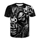 Мужская футболка в стиле панк, черная брендовая футболка с 3D-принтом пистолета, черепа, Карателя, модная крутая футболка, 2019