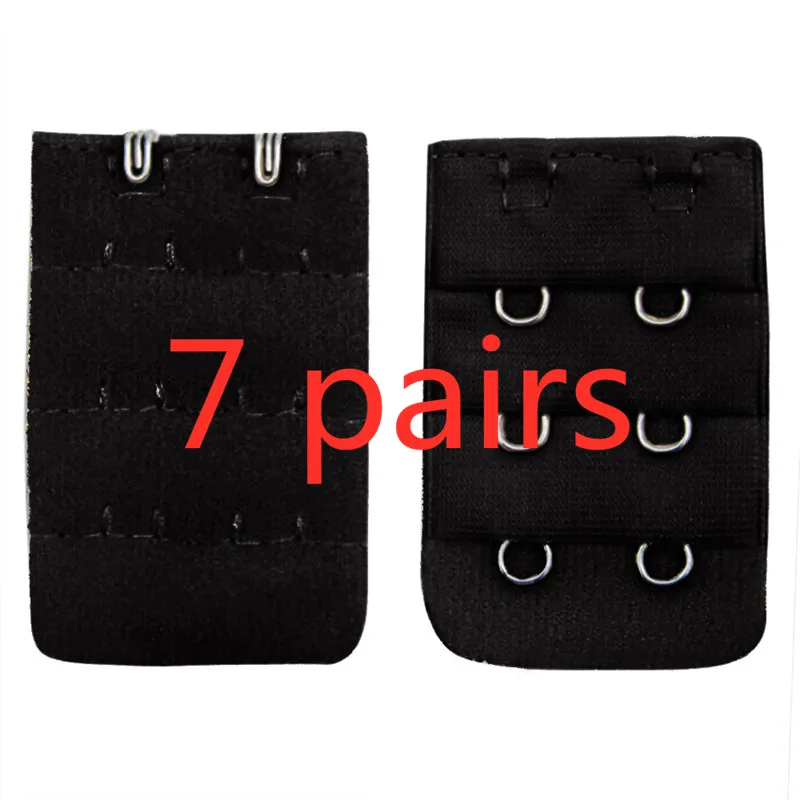 Black 7 пар удлинителей для бюстгальтера, 3 крючка, 2 ряда, женское нижнее белье, удлиненные крючки для бюстгальтера, аксессуары для бюстгальтера для женщин - Цвет: Black