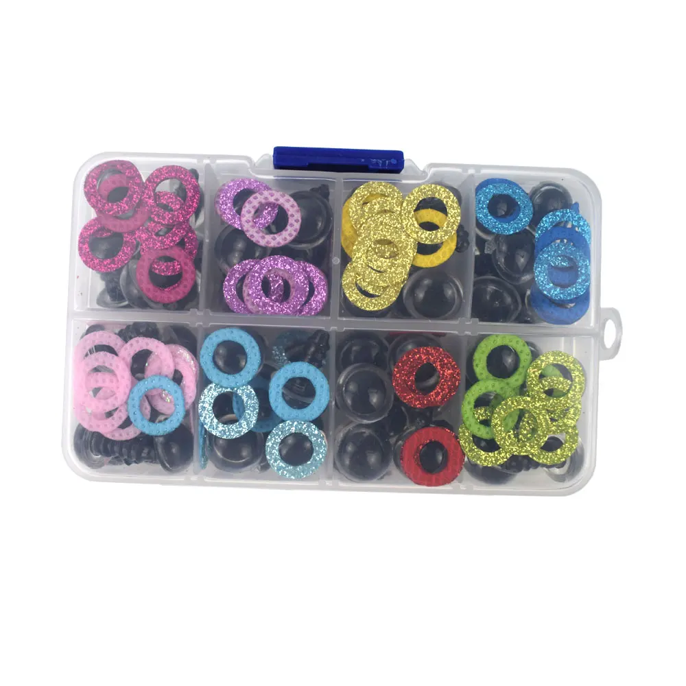 

80PCS 10/12MM Mix Color Shinning Plastic Doll Eyes Craft Eyes with Washer DIY for Plush Bear Stuffed Toys Animal Puppet Dolls