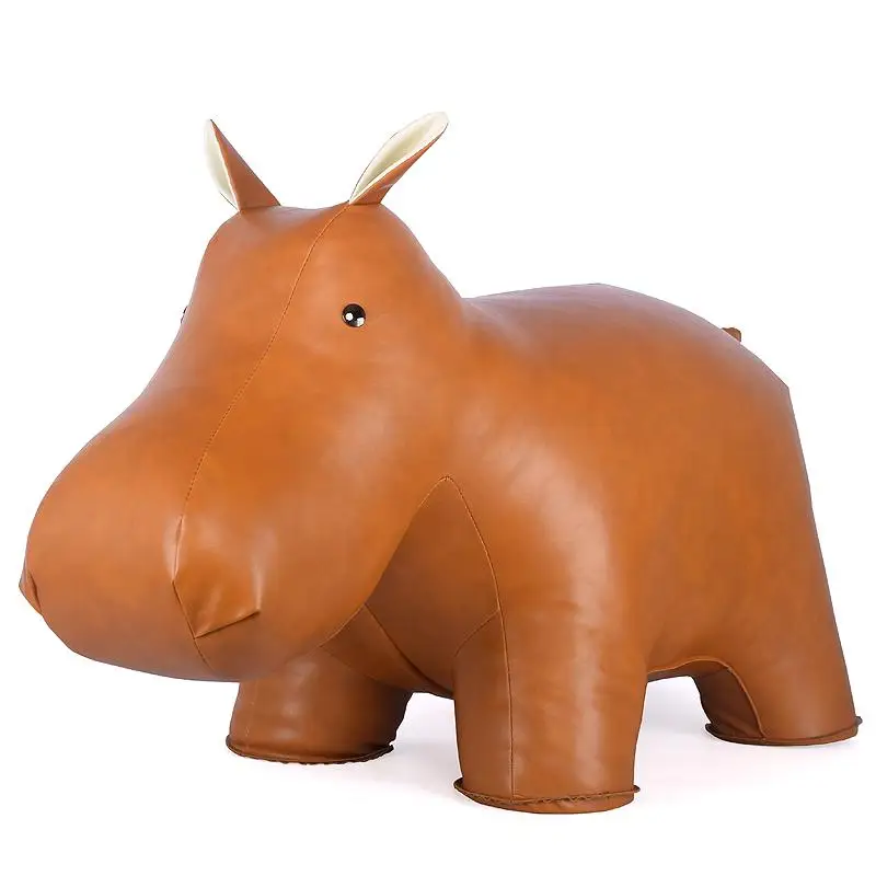 Творческий большой в форме животных украшения дома Бегемот обуви Скамья кожаная