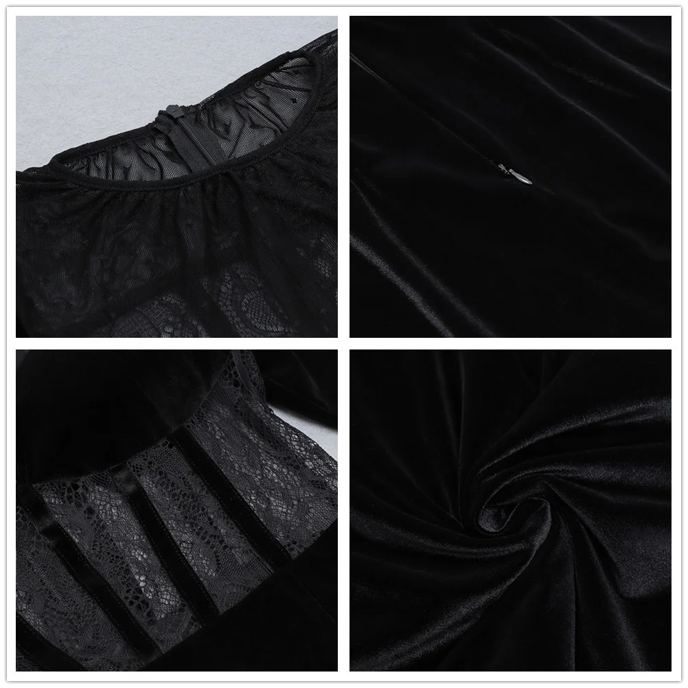 

2021 New Arrival Lace Women Dress Sexy Fashion Black Hollow Out Elegant Party Club Cerlebrity Summer Dresses