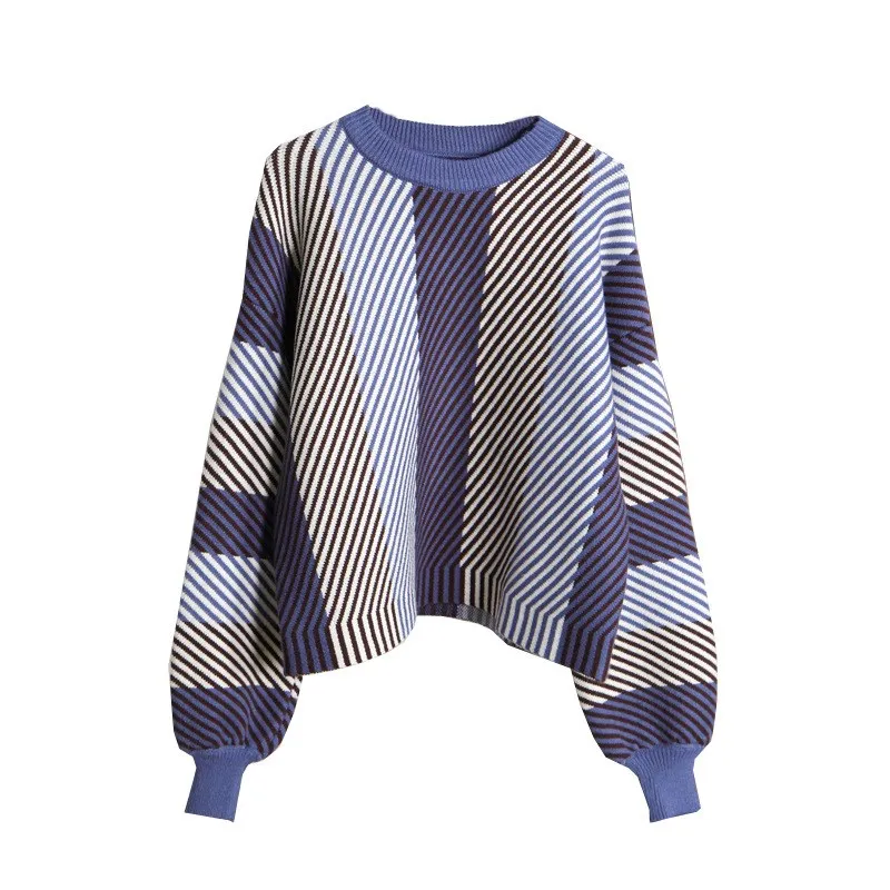 Модные женские полосатые пуловеры свитер юбка комплекты трикотажная костюмы