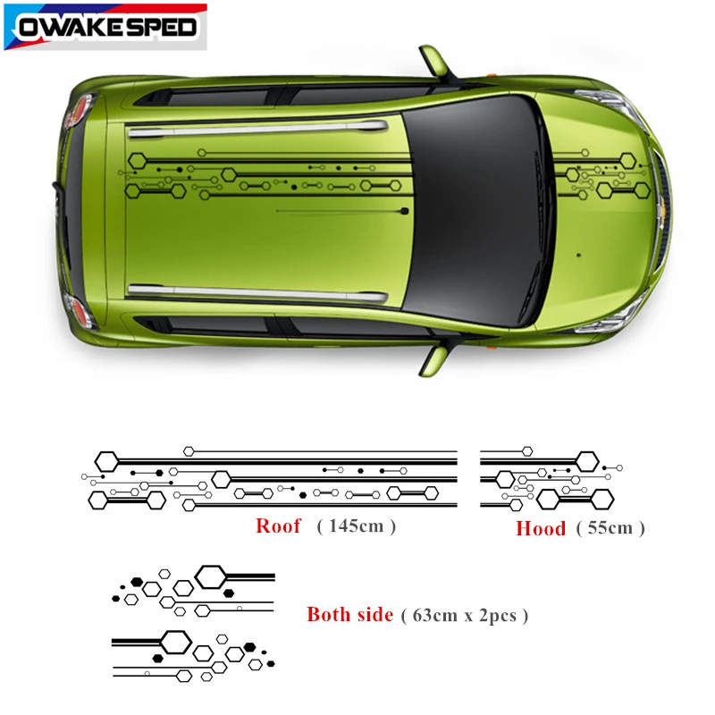 1 комплект наклейки на весь корпус автомобиля для Chevrolet Spark 2011-18 Геометрические Квадратные наклейки авто капот крыша двери боковой Декор наклейки