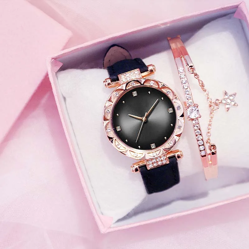 Модные женские кожаные повседневные часы Аналоговые кварцевые наручные с