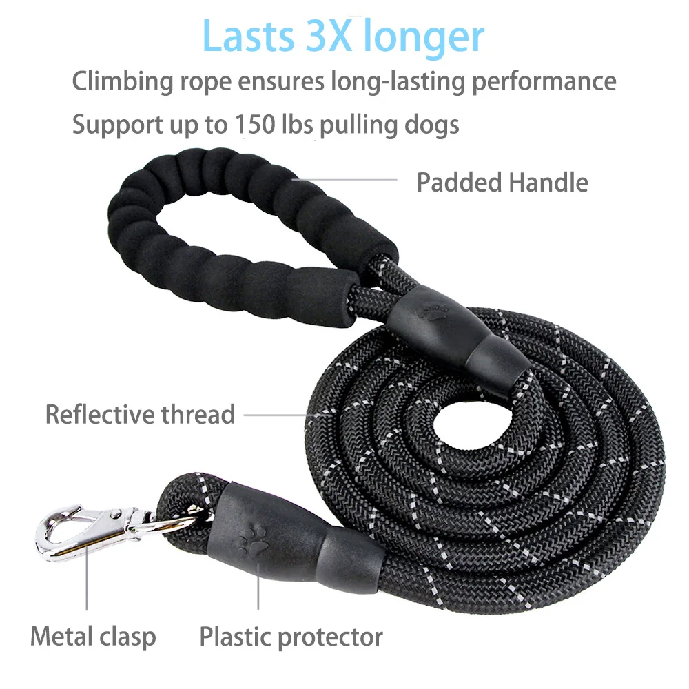 Прочный поводок для собак длиной 5 футов с удобной мягкой ручкой аксессуары