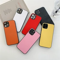 simple luxury couple hard case for iphone 11 12 pro max mini 7 8 plus xr x xs max se 2 solid color pu leather phone cover fundas