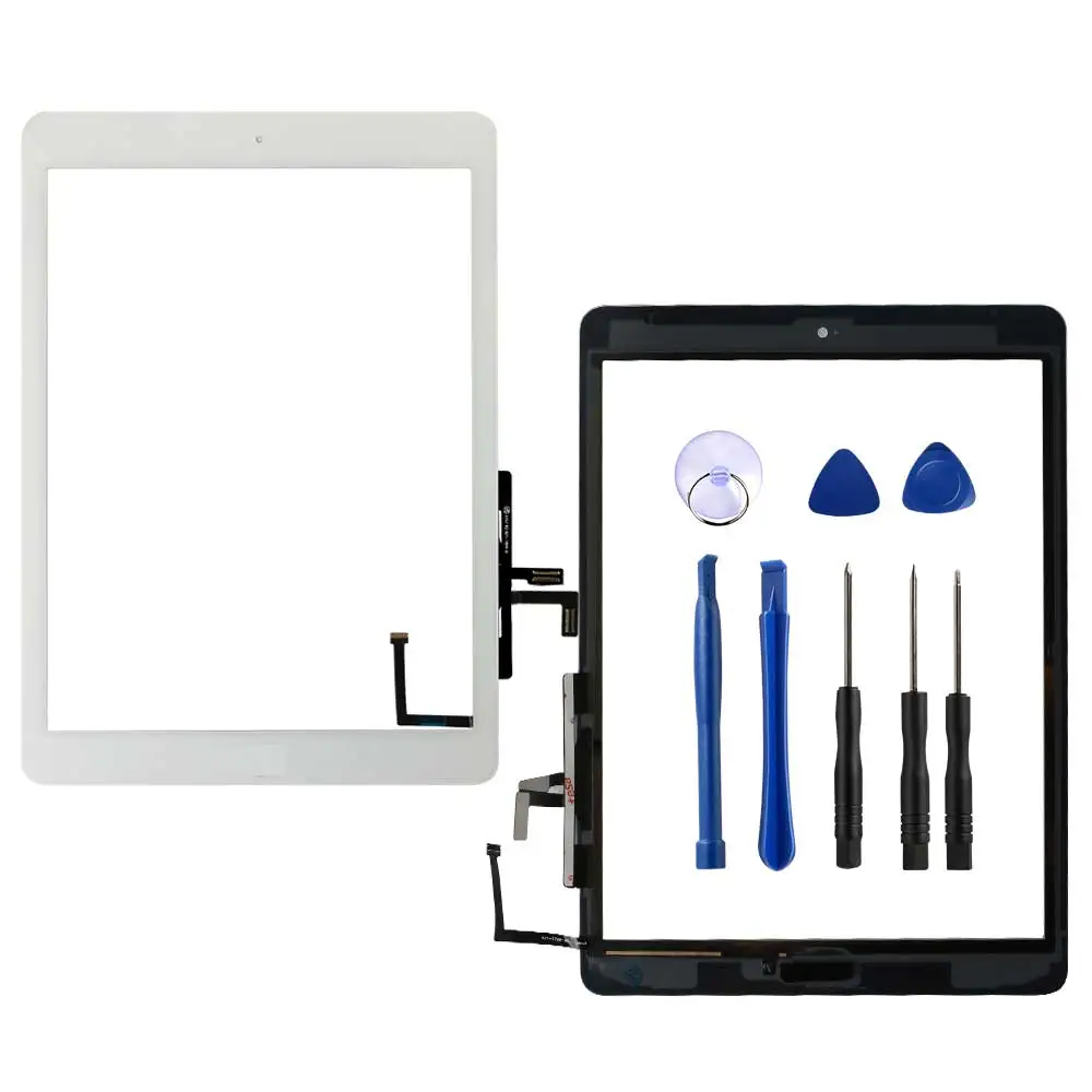 Для Ipad Air 1 сенсорный экран A1474 A1475 A147 дигитайзер сенсор+ кнопка домой+ гибкий клей+ Инструменты для ремонта сборка стеклянная панель