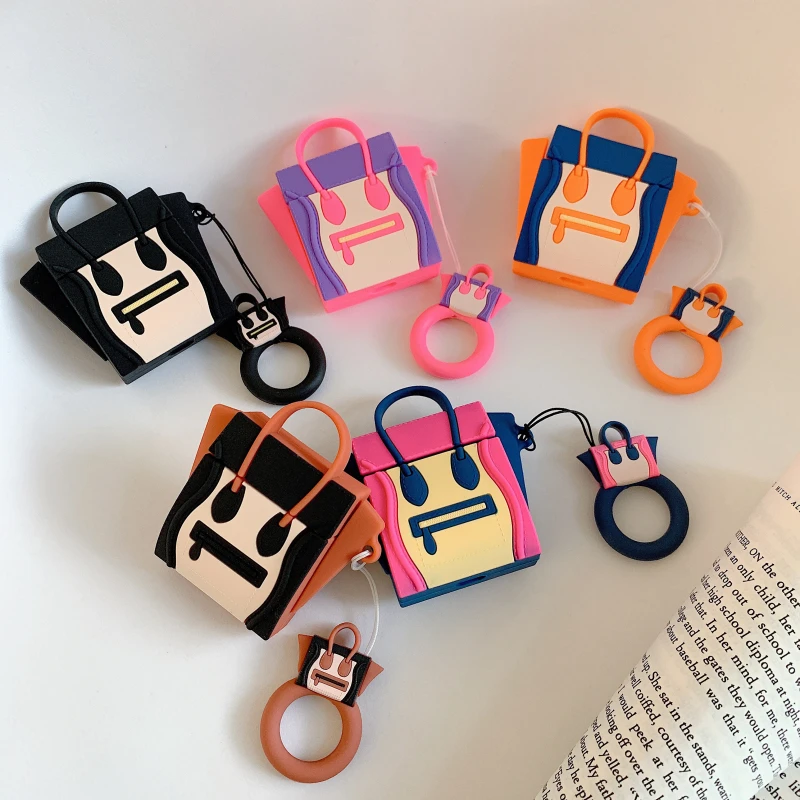 Роскошный 3D бренд Tote смайлик силиконовый шнурок Bluetooth беспроводные наушники чехол для Apple AirPods 1 2 сумка для наушников коробка