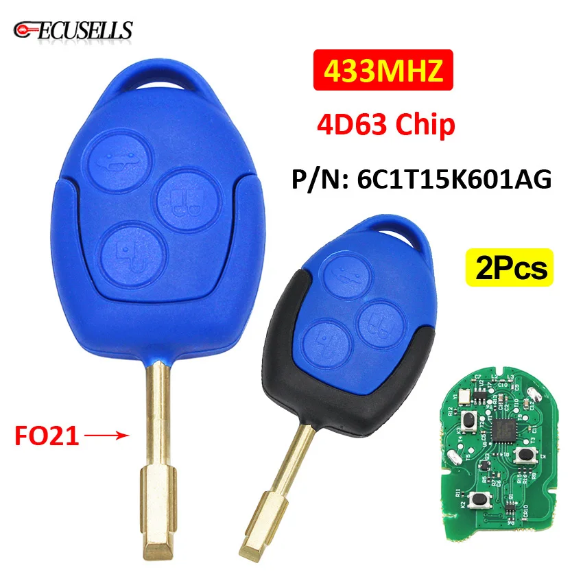 2 шт./лот 3-кнопочный дистанционный умный Автомобильный ключ 433 МГц 4D63 чип FO21