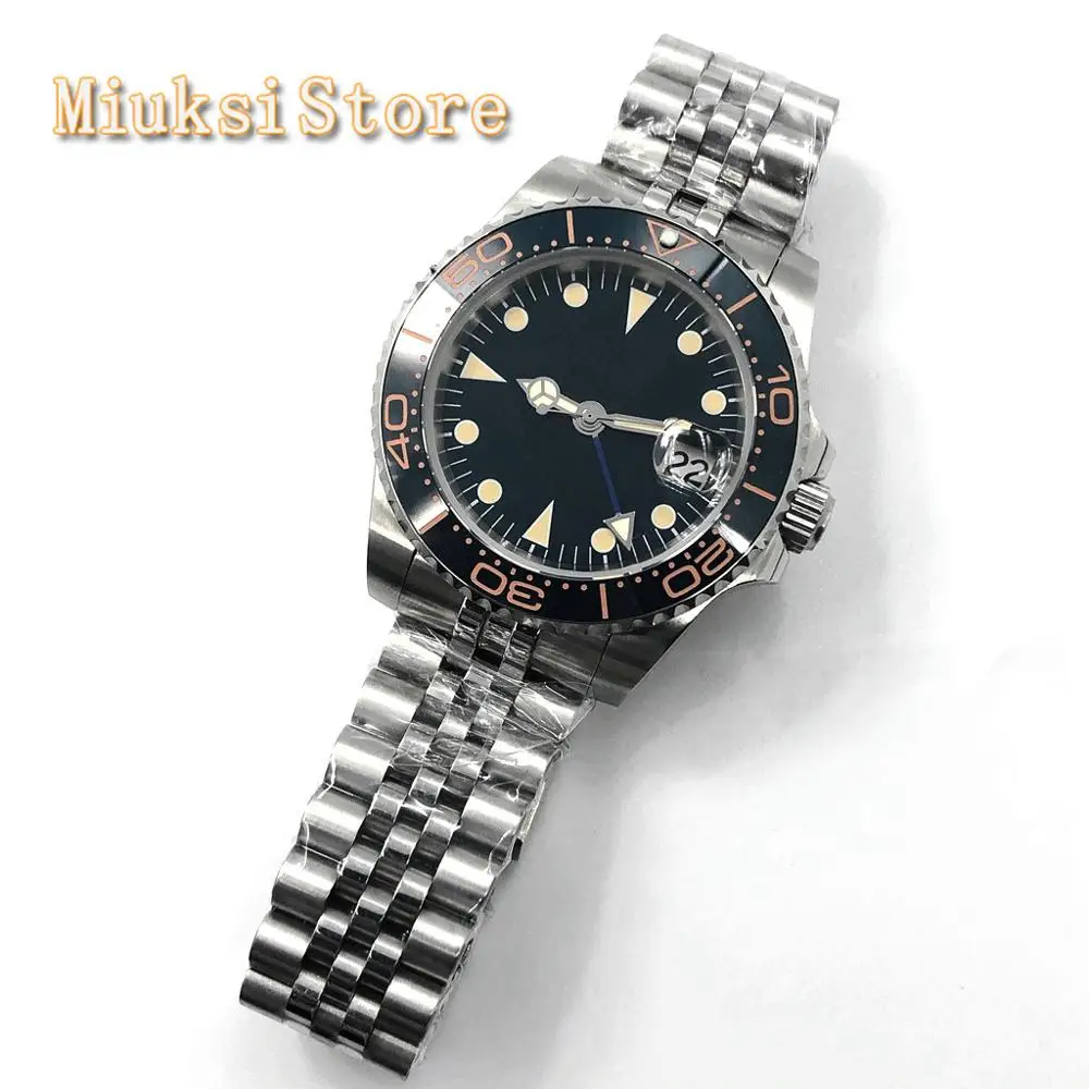 Мужские Роскошные Серебристые часы Bliger 40 мм с сапфировым стеклом и керамическим