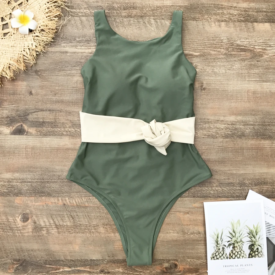 ZMTREE 2019 горячая Распродажа бандажный купальник Женский Цельный с поясом пляжная