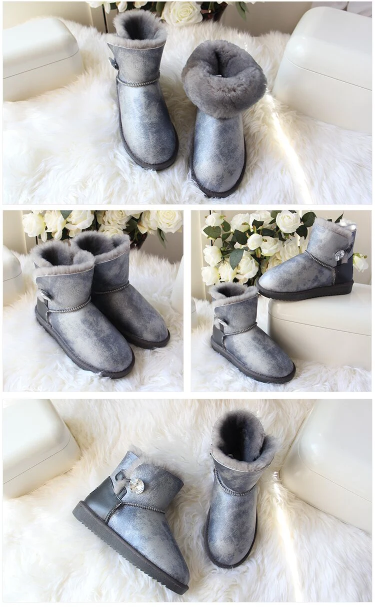 Новинка; зимние ботинки из натуральной овечьей кожи; натуральный мех; Botas Mujer; Коллекция года; Натуральная шерсть; теплые зимние ботинки; Модные женские ботильоны