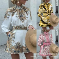 2022 womens new printed suit two piece suit