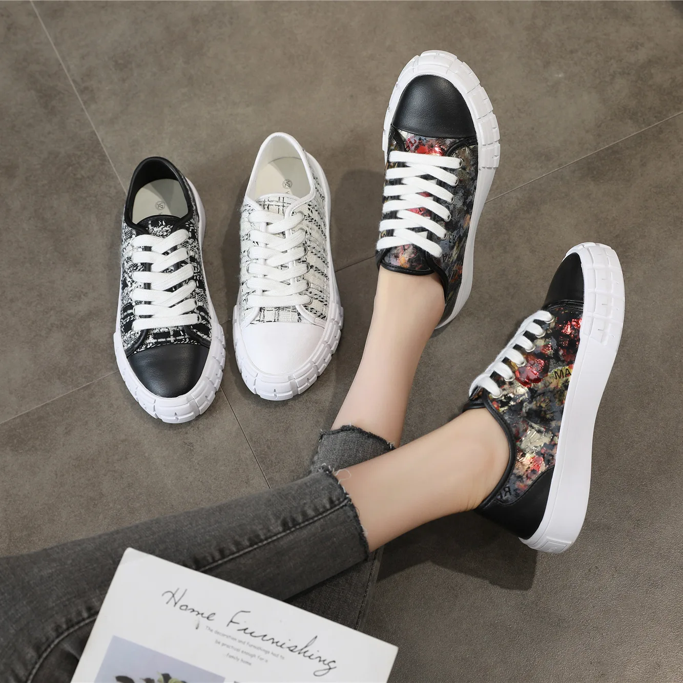 

Женская модная Осенняя парусиновая обувь WX23, женская повседневная обувь, новинка 2020, клетчатые туфли на плоской подошве со шнуровкой