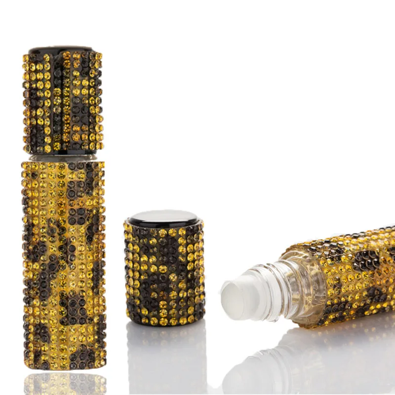 

10ml Roll on Aluminum Essential Oil Perfume Bottle Glass Rollerball Refillable Diamond Travel Bottles Empty Cosmetic Containers