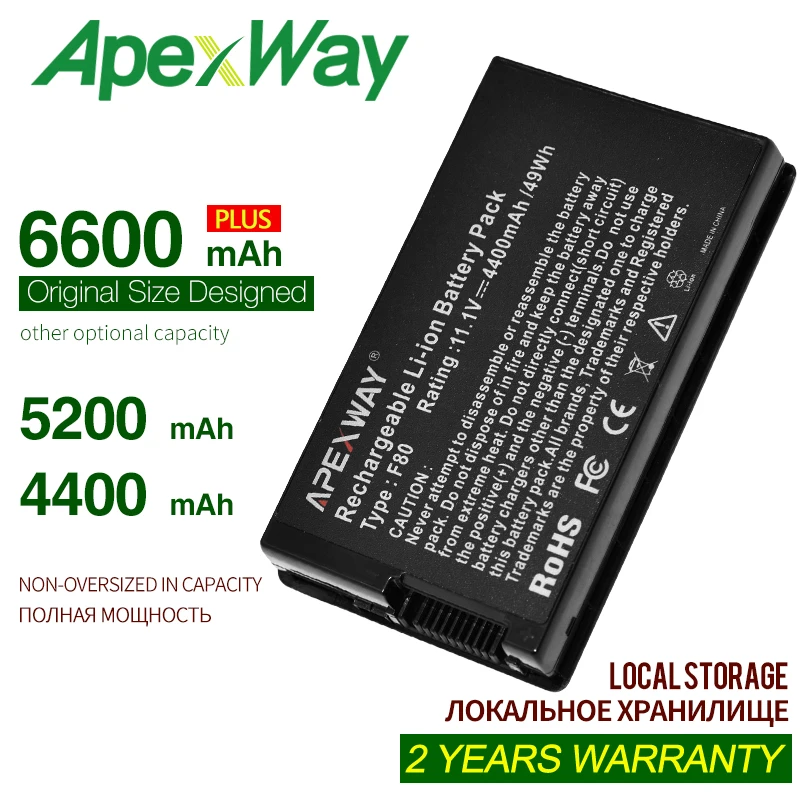 

ApexWay новый черный Аккумулятор для ноутбука Asus A32-F80 F80s F83S K41 N60 N60D N60W X61G X61Sf X85 X82L f80l f80q X88E X88S X88VD X61Q
