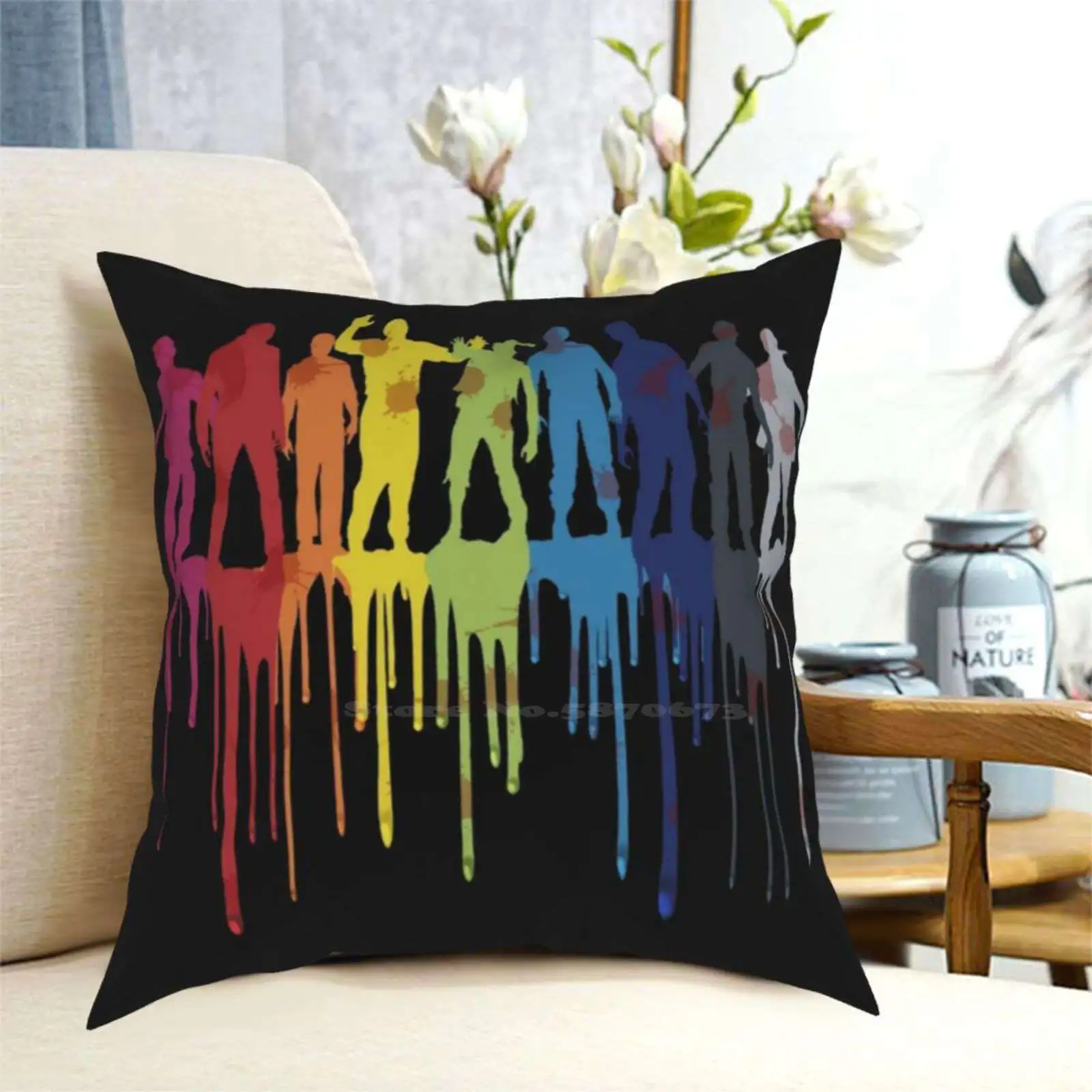 Чехол с радужной смешкой зомби: версия двумя подушками украшение для спальни