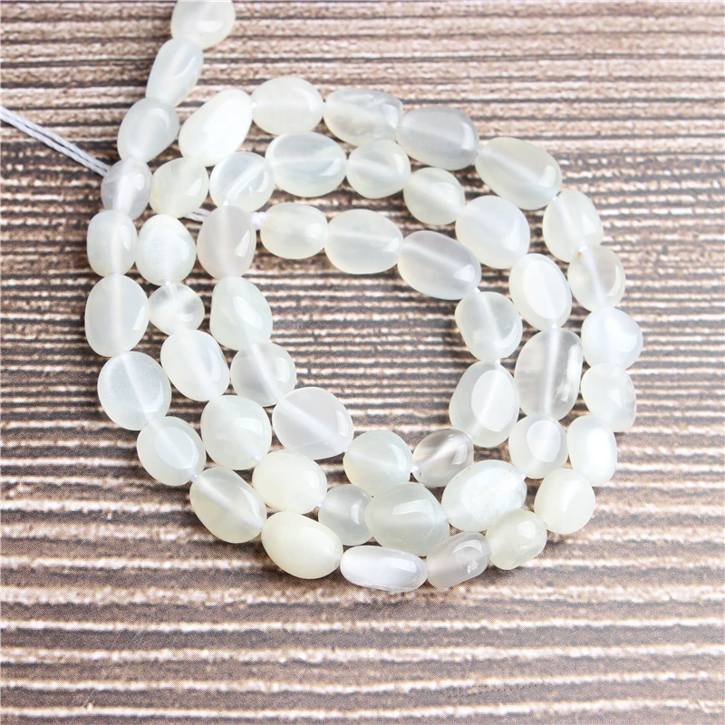 

Lan Li Natural irregular White Moonstone loose beads smooth loose interval bead jewelry DIY Stone Bracelet Necklace