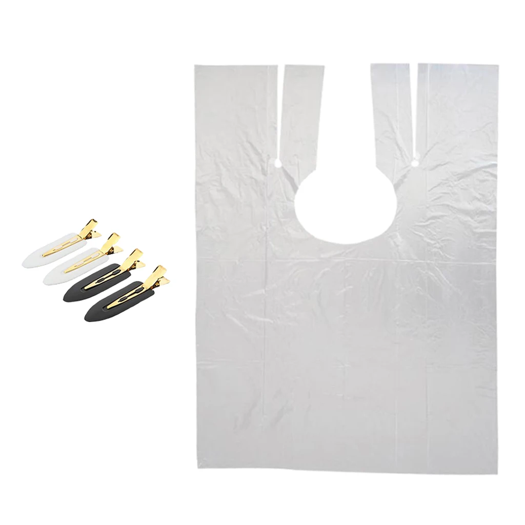 

50x Disposable Hair Cutting Cape Gown Barber Capes Cloth w/ Hair Clips