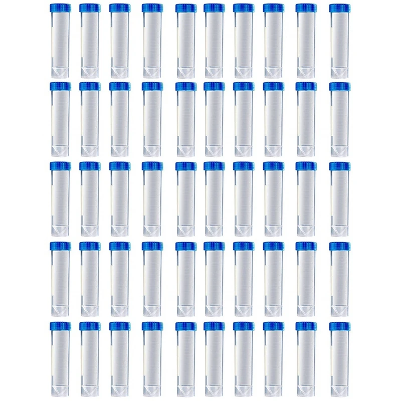 

NEW-50 Pieces of 50 Ml Plastic Centrifuge Tubes with Blue Screw Caps and Conical Bottom, Frayed Plastic Test Tubes