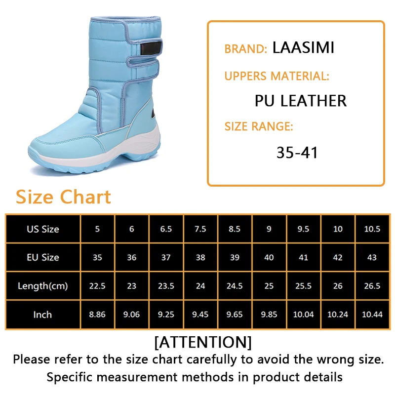 Водонепроницаемые женские зимние сапоги LAASIMI Зимняя женская обувь на танкетке