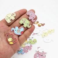 50pcs elephant buttons 2 holes 2329mm wooden buttons sewing printed button sewing scrapbooking crafts accessories botones