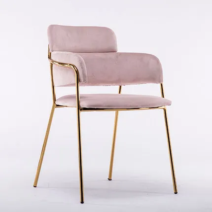 Роскошный железный металлический мягкий фланелевый обеденный стул в