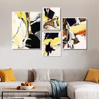 scandinavian painting black yellow modern canvas painting abstract graffiti wall art picture for livng room home decoration