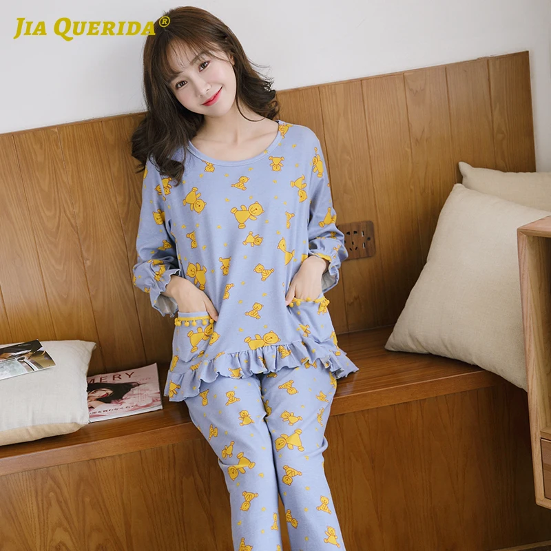Woman Clothes New Soft Homesuit Homeclothes Sleepwear Fashion Style Casual Pajamas Set Pj Cartoon Printing Pijama | Женская одежда