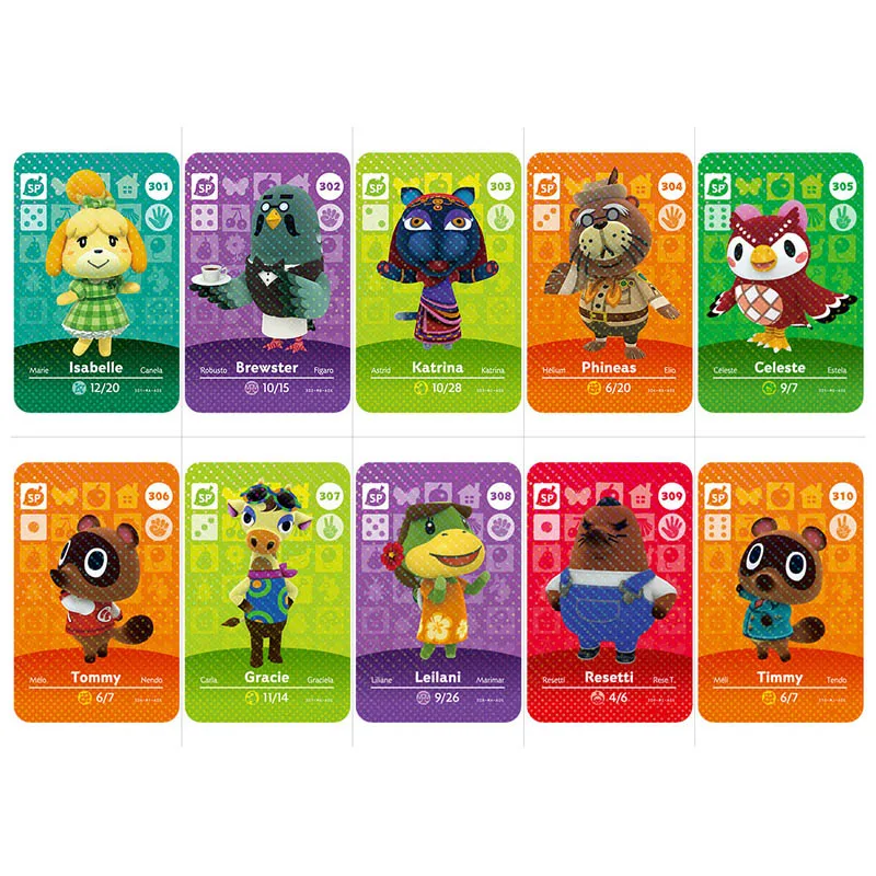 Серия 4 (301 до 350) карточка для скрещивания животных Amiibo карты работы с