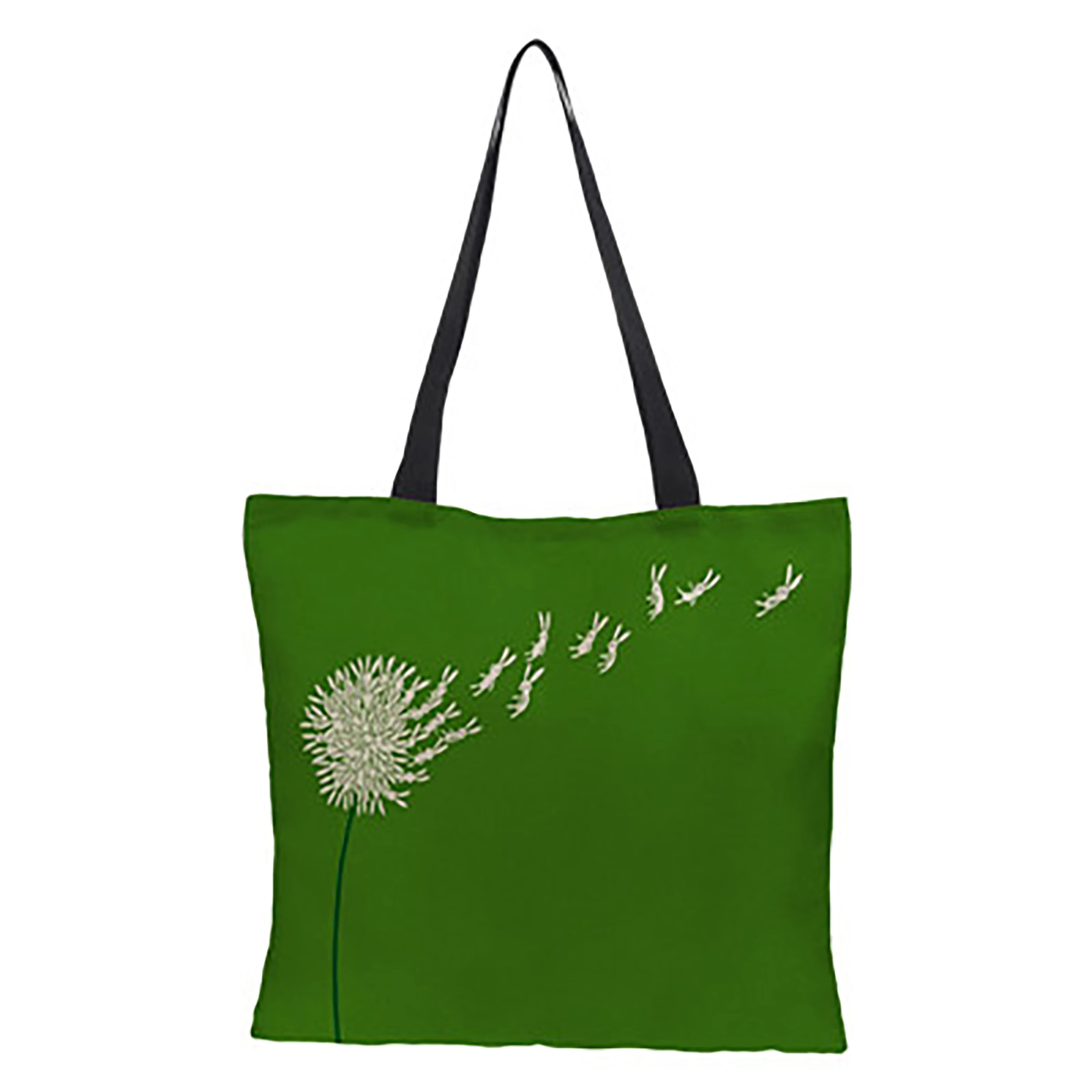 Женская сумка двусторонняя Льняная с цветочным принтом Большая вместительная