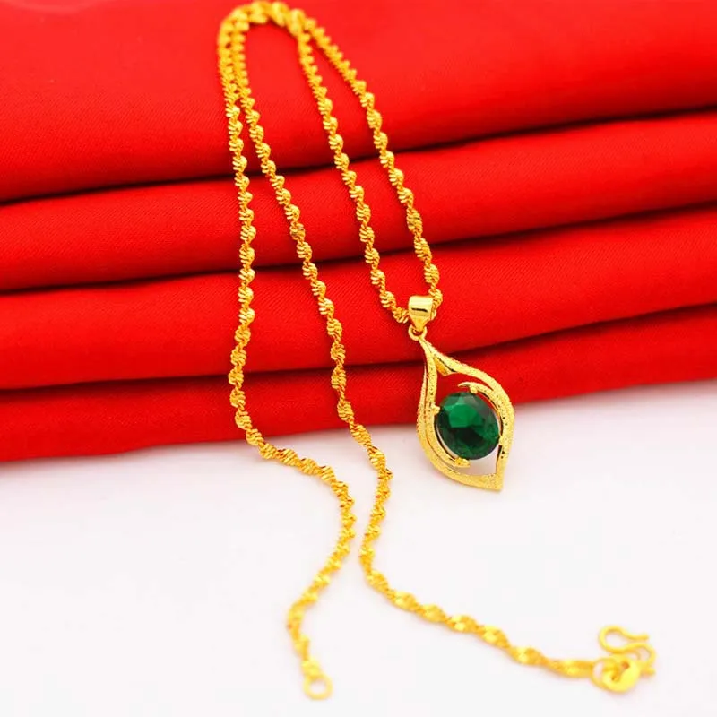 Ожерелье с подвеской для женщин и девушек золотом 24 карата подвески ожерелья из