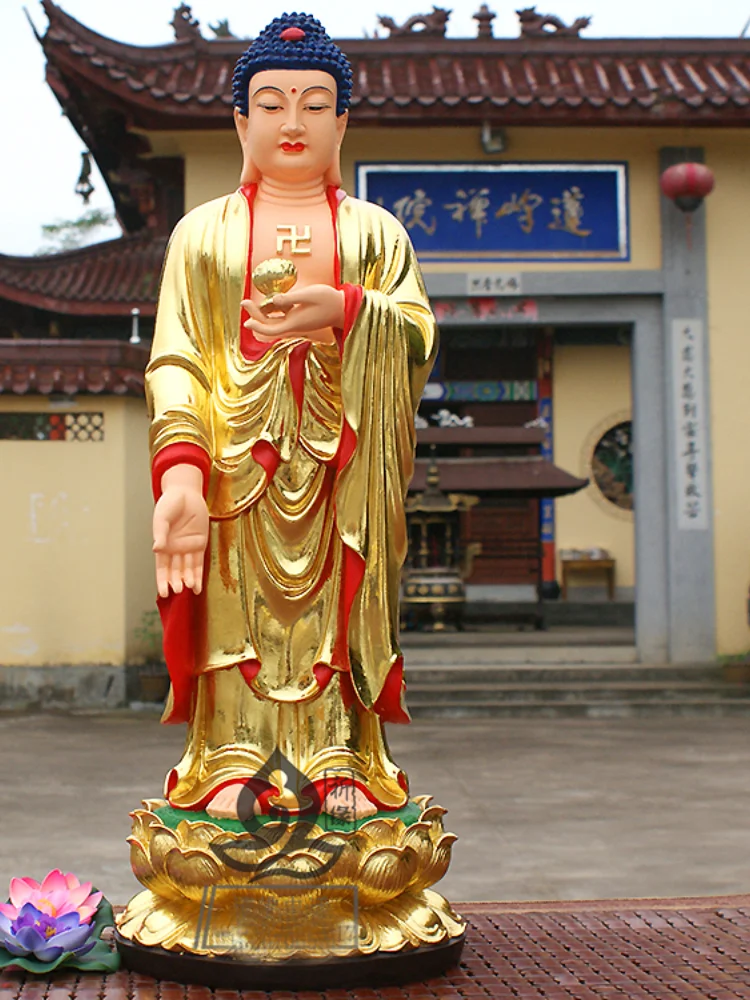 

Special Offer--48cm large -Bless family HOME Spiritual Effective protection # Lotus the Medicine Buddha RULAI Buddha statue