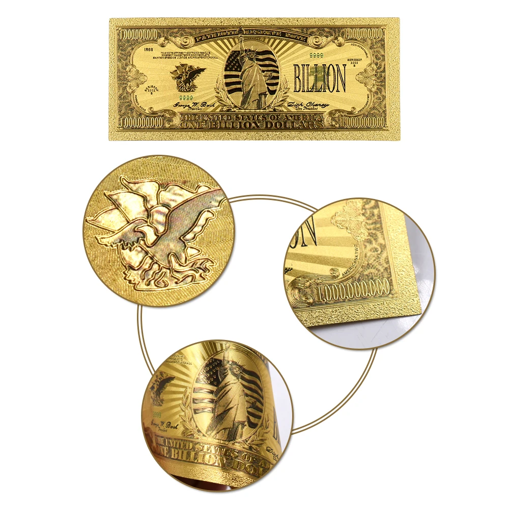 US миллиард долларов фестиваль сувенирные подарки Красочные 24k позолоченные