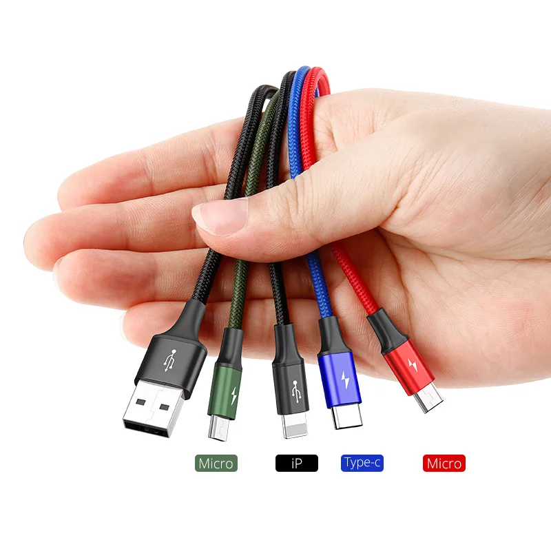 Usb-кабель Baseus для iPhone Xs Max XR X 4 в 1 кабель для зарядки кабель micro usb USB type C для samsung S9 S10 type C кабель 3 в 1 Micro USB кабель usb кабель - Цвет: 2 Micro