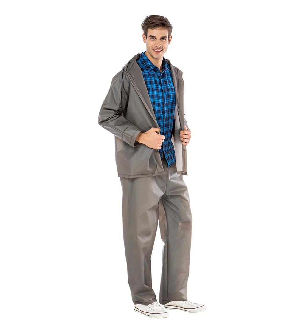 Водонепроницаемые непромокаемые штаны с капюшоном синий многоразовый плащ