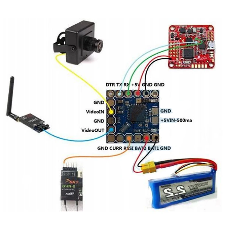 Мини микро 5 8G передатчик OSD W/KV команда мод для SP Racing F3 APM Naze32 CC3D управление полетом
